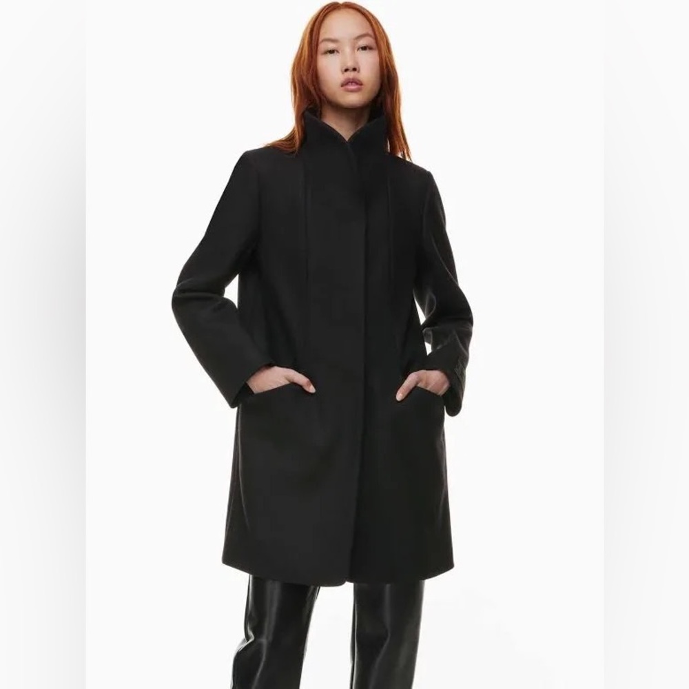 🖤❄️ Wilfred Aritzia Black Cocoon Wool Cashmere Blend Italian Yarn Lined Coat XS